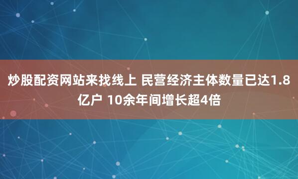 炒股配资网站来找线上 民营经济主体数量已达1.8亿户 10余年间增长超4倍