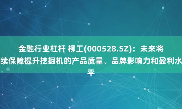 金融行业杠杆 柳工(000528.SZ)：未来将持续保障提升挖掘机的产品质量、品牌影响力和盈利水平