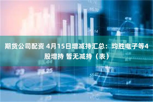 期货公司配资 4月15日增减持汇总：均胜电子等4股增持 暂无减持（表）