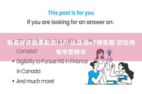 配资好评股票配资门户 比亚迪e7预告图 定位纯电中型轿车