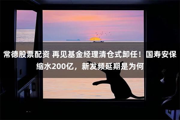 常德股票配资 再见基金经理清仓式卸任！国寿安保缩水200亿，新发频延期是为何